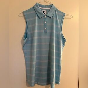 NWT Foot Joy Golf blue/white stripe sleeveless polo, size M